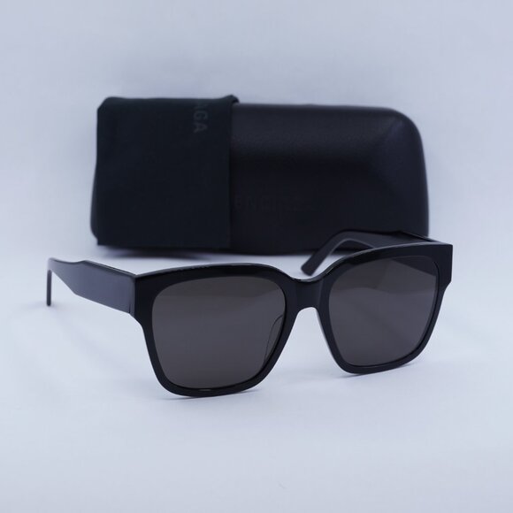 Balenciaga BB0056S 001 Square Sunglasses - Black/Grey - Picture 1 of 12